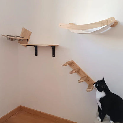 Wall Mounted Cat Scratching Hammock House Activity Tree Tower Sisal Scratcher Posts Rope Ladder Pet Furniture Indoor Cat Walkway