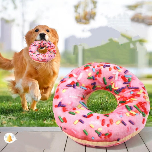 Plush Dog Toy Doughnut Pizza Shape Pet Squeaky Toys for Small Large Dogs Cleaning Teeth Puppy Chew Sound Toy Pet Supplies