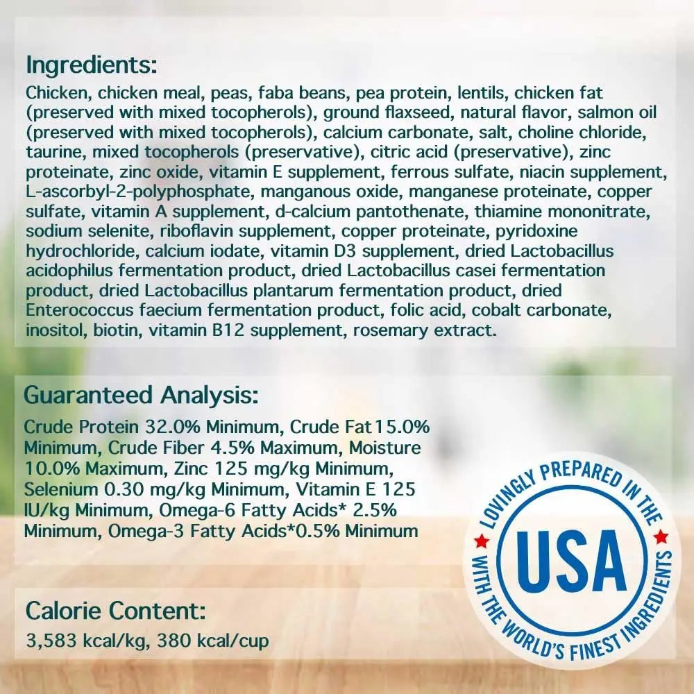 Grain-Free Dry Cat Food, Real Meat First Ingredient, No By-Products, Supports Immune & GI Health, Chicken & Legumes, 4lb