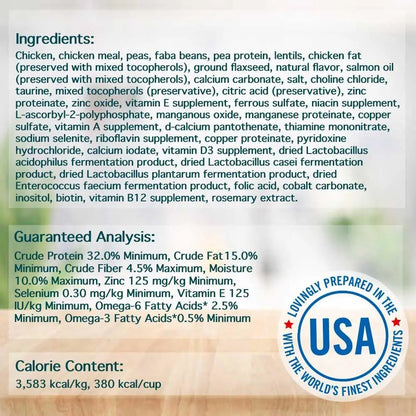 Grain-Free Dry Cat Food, Real Meat First Ingredient, No By-Products, Supports Immune & GI Health, Chicken & Legumes, 4lb