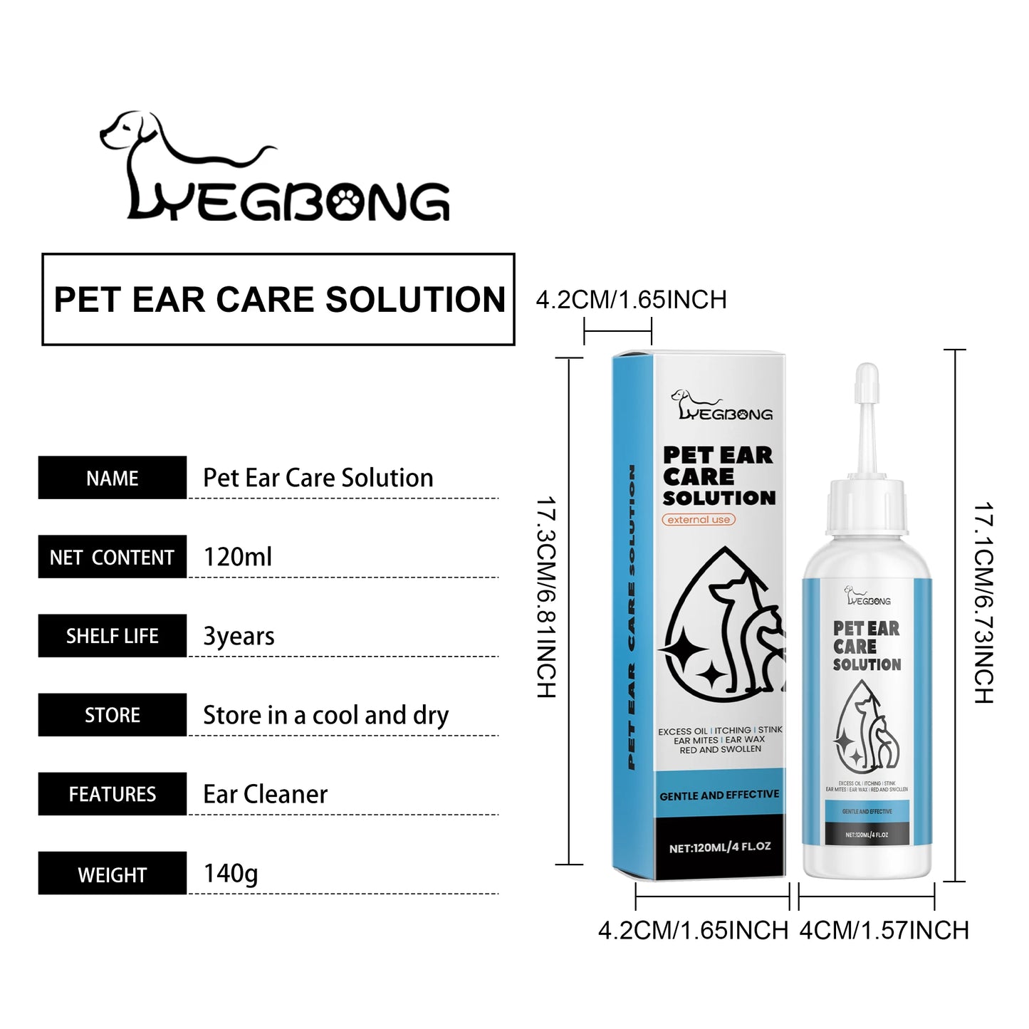 Pet Ear Cleaner Cats and Dogs Ears Cleaning Dirt Remove Mites Anti Infections Ear Drops Ear Deodorizing Pet Cleaning Products