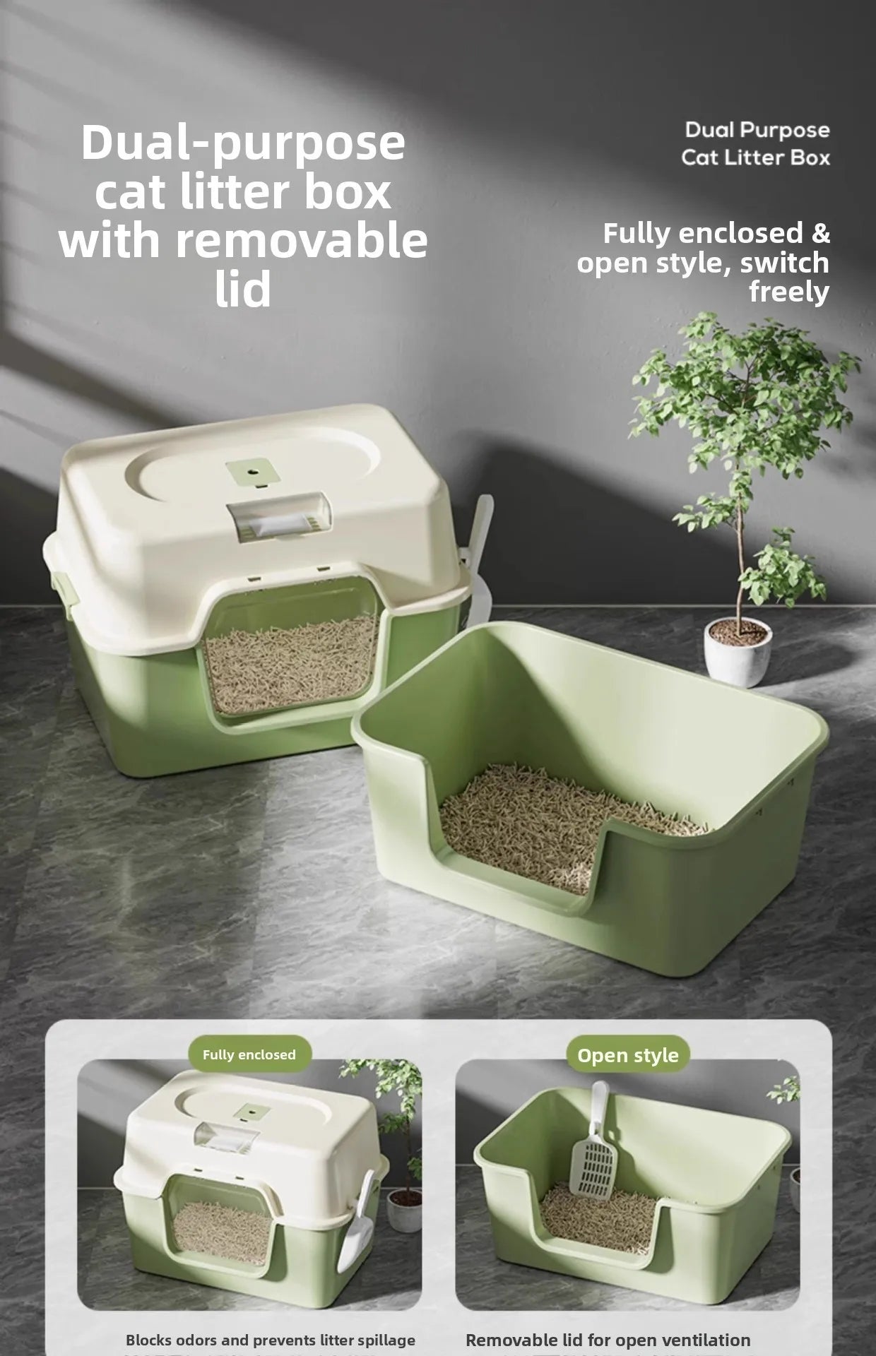 Large Size  Litter Box Full Enclosure Anti Odor Anti Splaing Cabinet  Toilet  Poop Pan Supplies Pet Care Accories