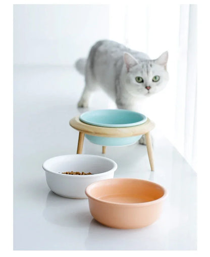 Cat Supplies Food Water Bowl Pet High Foot Feeding Dish Cats Dogs Ceramics Feeder Elevated Cat Ceramic Bowls Height Adjustable
