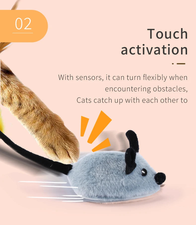 Smart Running Mouse Cat Toy Interactive Random Moving Electric Toys USB charging Simulation Mice Kitten Self-Playing Plush Toys