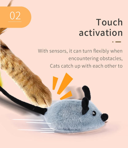 Smart Running Mouse Cat Toy Interactive Random Moving Electric Toys USB charging Simulation Mice Kitten Self-Playing Plush Toys