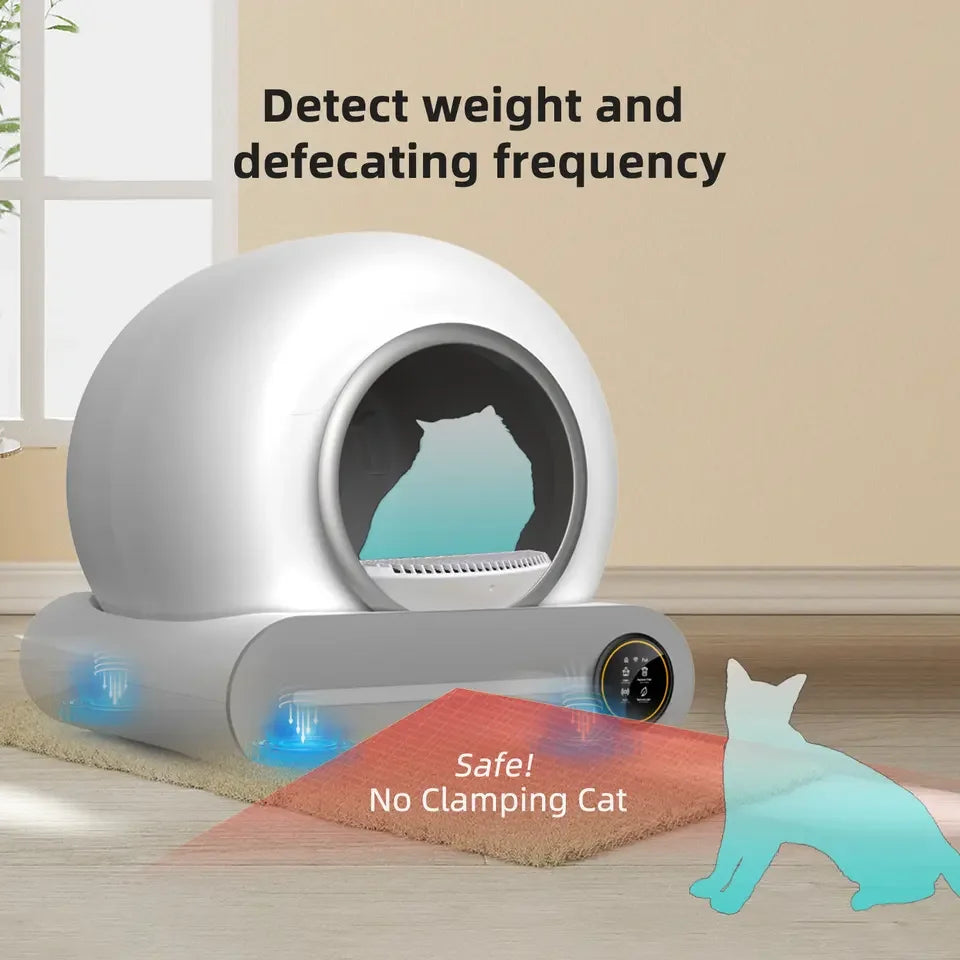 Self-Cleaning Cat Litter Box Automatic 65 Large Fully Enclosed Cat Toilet with App English Version Control Rascador Para Gato