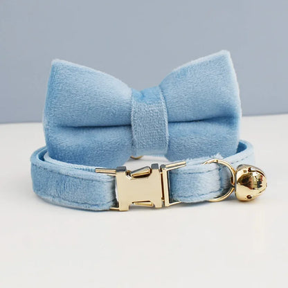 Cute Bowknot Cat Collar Personalized Cat Collar with Bell Engraving ID Tag Nameplate Kitten Collars Necklace