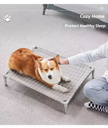 Stainless Steel Pet Cot Elevated Dog Bed - All Season Military Style Removable Washable Moisture Proof for Small Dogs Cats