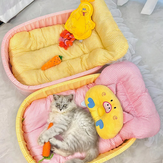 Lace-Trimmed Princess Pet Bed – Soft Oval Plush Winter Bed for Small Dogs & Cats - Pet Suppie