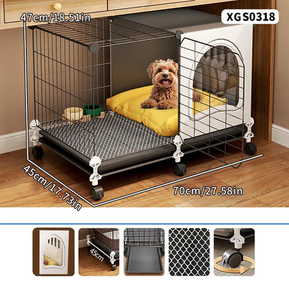 Dog Cage for Small and Medium-Sized Dogs, Indoor Household Use, Teddy Bichon Dog House with Tray, Integrated Toilet, Cat Cage, Dog Fence