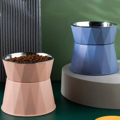 Pet supplies cat food bowl raised pet puppy feeder water bowl stainless steel cat water feed dish pet eating cat