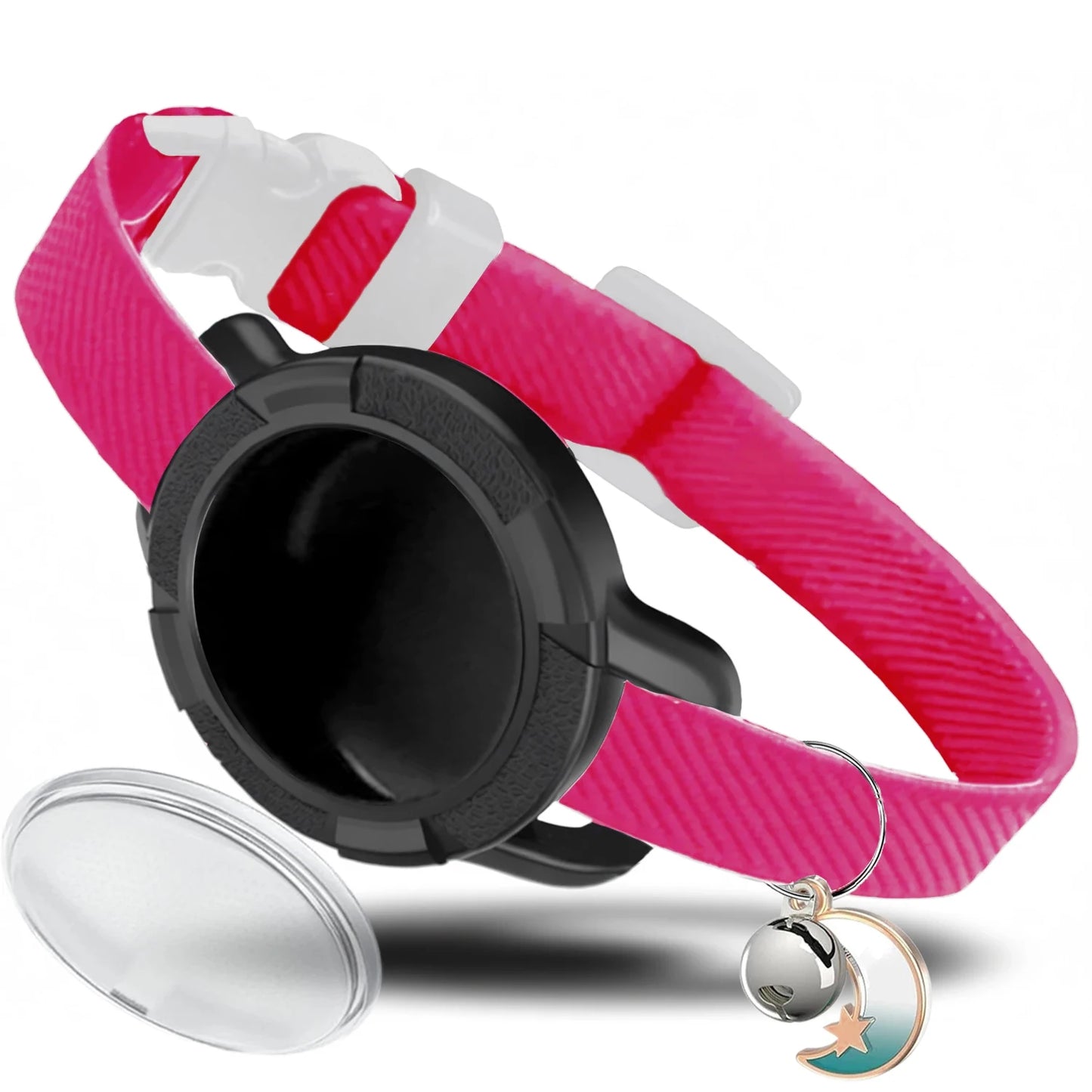 Fashion Anti-lost AirTag Cat Collar, Elastic Collar with Bell & GPS Tracking Holder Case for Cats Puppies（Tracker not included）