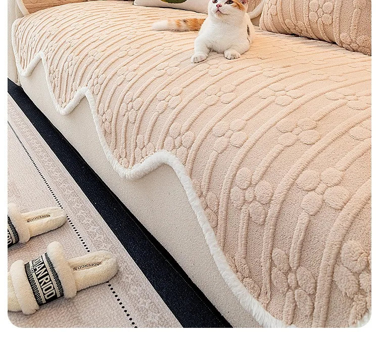 Thicken Plush Sofa Covers Winter Warm Universal Couch Mat Retro Style Anti-slip Sofa Seat Pad Decor for Living Room 방석쿠션