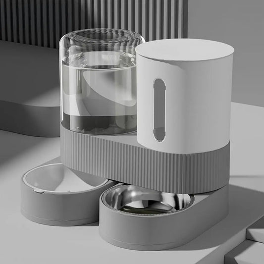 Automatic Cat Feeder Automatic Pet Feeder Water Dispenser Set for Cats Dogs 2-in-1 Food Bowl with Stainless Steel Insert 1pcs