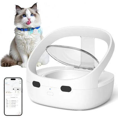 RFID Cat Feeder with Ice Pack Cooling, Selective Automatic Pet Feeder, App Feeding Records, Anti-Pinch Safety, 120-Day Battery