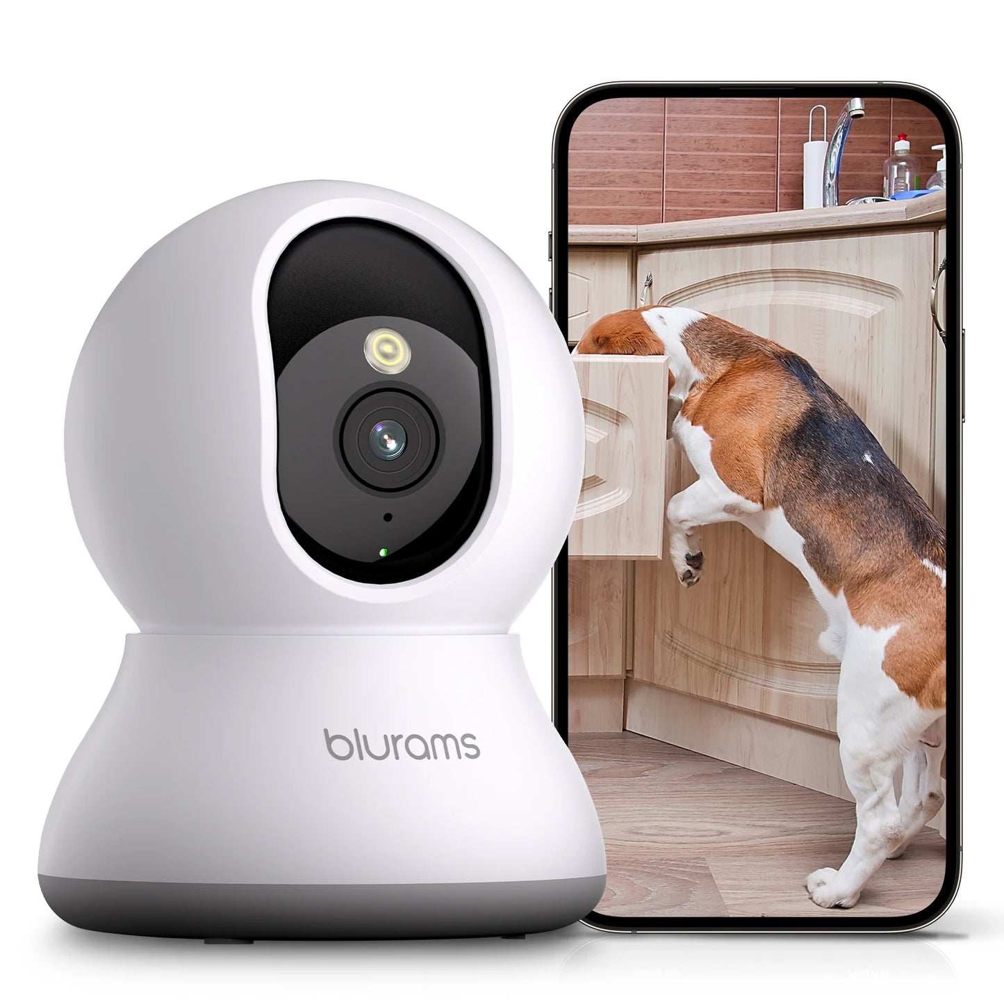 Blurams Pet Camera 2K, 360° Indoor Security Camera, Dog Camera with Phone App, PTZ Cameras for Home Security Indoor, 2-Way Audio