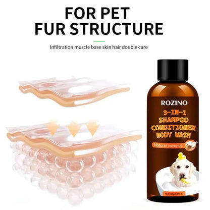 Dog Wash 3-in-1 Coconut Shampoo and Conditioner Plant-Based Organic Tearless Moisturizer Dog Shampoo and Conditioner Carpet