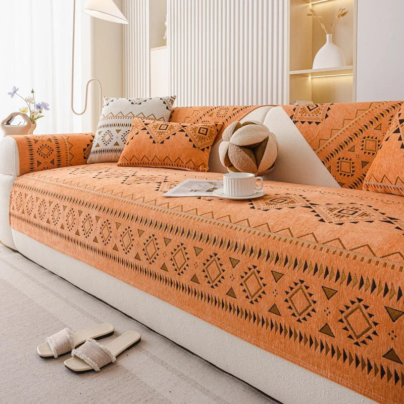 Chenille Sofa Cover Anti-slip Geometric Couch Slipcover Winter Warm ArmChair Protector for Living Room 1/2/3/4 Seater L Shaped