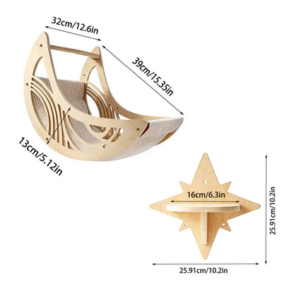 Wall-Mounted Cat Stairs Cat Scratching Posts Hammock Moon House Indoor Cat Gym Cats Furniture for Kittens Climbing and Sleeping