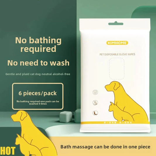 Disposable Waterless Pet Cleaning Gloves – 2-in-1 Massage & Grooming Mitts Pet Wash Free Pet Wipes