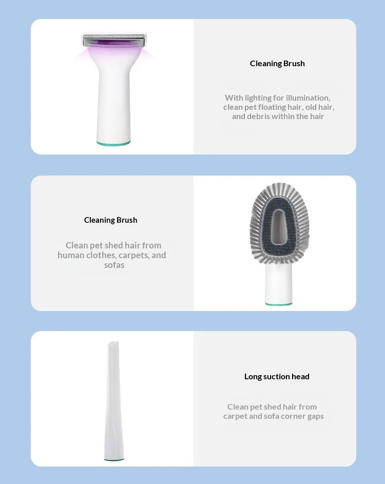 pet 7-in-1 hair suction device cat dog vacuum cleaner machine hair trimmer electric push cutting grooming shaving cleaning