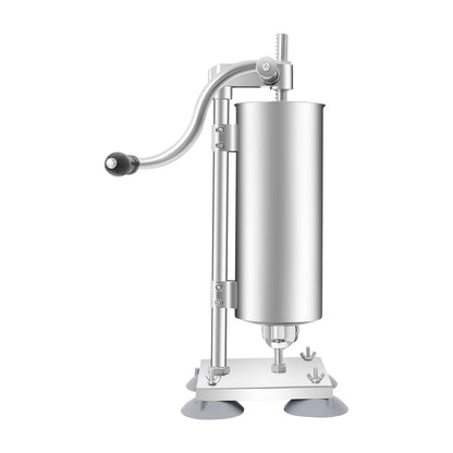 3L Vertical Manual Sausage Stuffer Machine Stainless Steel Sausage Maker with 4 Steel Tubes&7 PE Tubes Sausage Meat Filling Tool