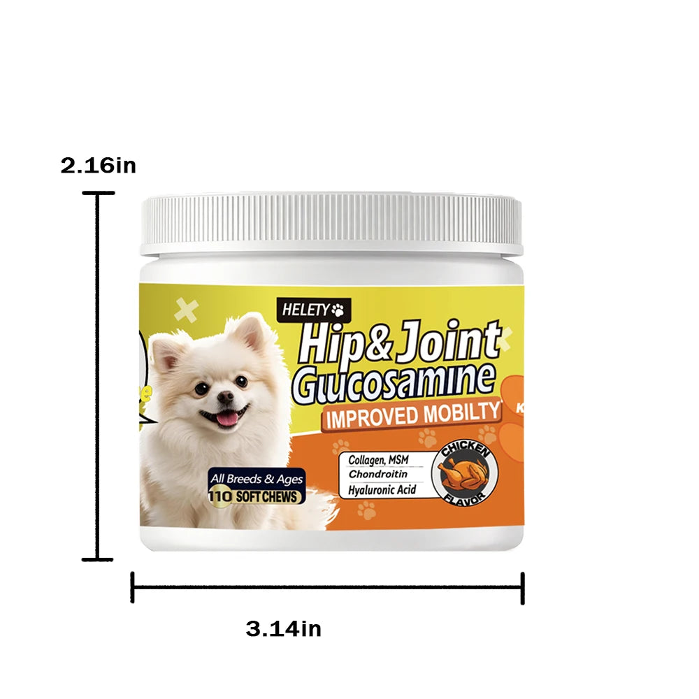 Dog Hip and Joint Supplement with Glucosamine, Chondroitin, Omega 3, MSM, and Green Lipped Mussel, 90chews Flavored Chews for Sm