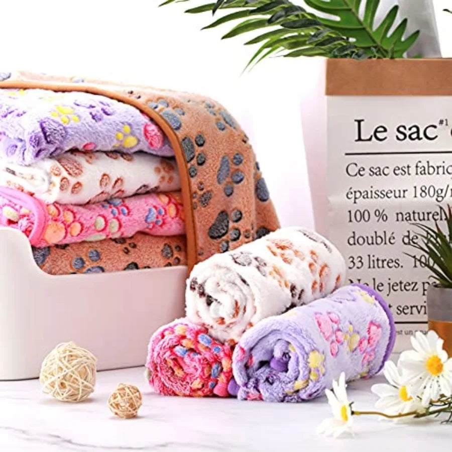 4 Pack Fleece Dog Blankets for Puppy Cats Multi-Size Sleep Mat for Pet Guinea Pig Soft Washable Warm Crate Bed Puppy Teething T