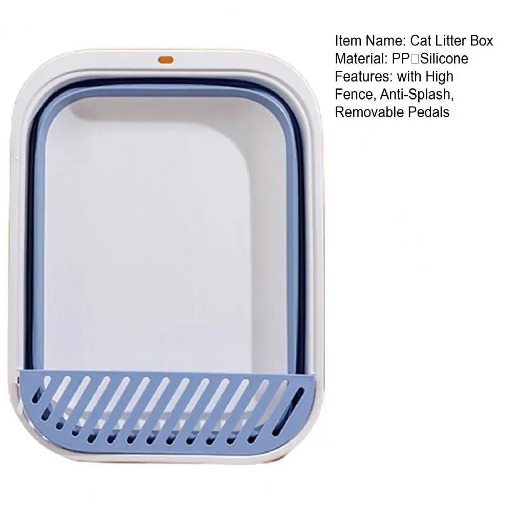 Portable Cat Bedpans Foldable Cat Toilet Large Capacity Semi-closed Pet Cat Litter Box Anti Splash Cat Tray Cleaning Bath Basin