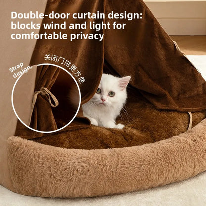 All Season Semi Enclosed Cat Dog Pet House Warm Winter Tent Shelter Wholesale Cat House Cat Accessories Cat's Nest Keeps Warm