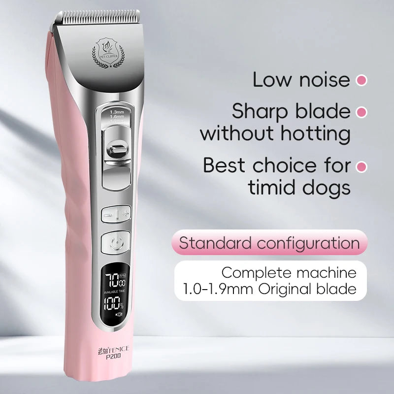Fenice New Upgrade 5000mA Capacity Cordless LCD Screen Pets Dog Grooming Clippers Rechargeable Haircut Shaver for Trimming Salon