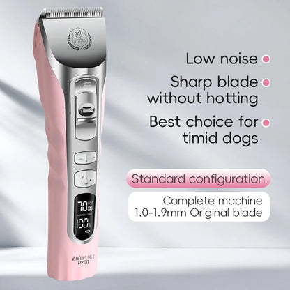 Fenice New Upgrade 5000mA Capacity Cordless LCD Screen Pets Dog Grooming Clippers Rechargeable Haircut Shaver for Trimming Salon