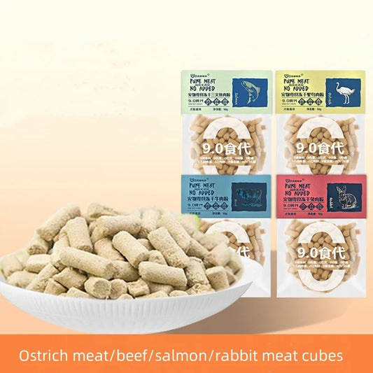 Cat Dog Snacks Freeze-dried Salmon Beef Rabbit Ostrich Meat Raw Bone Meat Mixed With Grain Protein Fresh Meat Pet Supplies