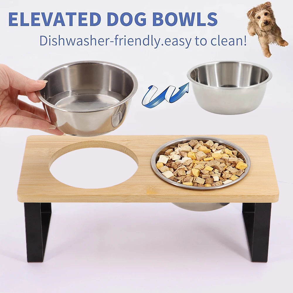 15° tilted heightened pet bowl heightened dog bowl with stainless steel food bowl feeder suitable for cats and puppies