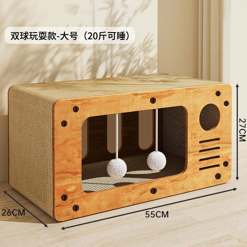 Cardboard Cat Scratcher House Lounge Bed Hideout Durable Furniture Protector Cat Play House for Indoor Cats Rest Exercise