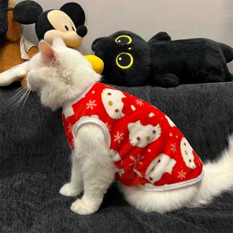 Winter Warm Pet Clothes For Cats Pullover Kawaii Hello Kitty Cat Sweater Costume  Mascotas Clothing Gatos Products For Animals