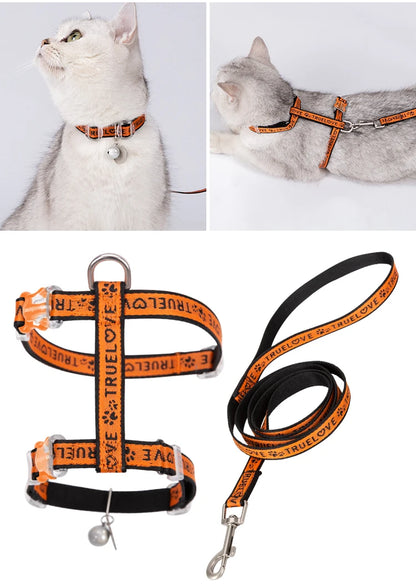 Truelove Pet Cat H-Shape Harness+Leash Set Vest-style and Puppy Chain Special Artifact to Prevent Break Free Home or Out TLH3912