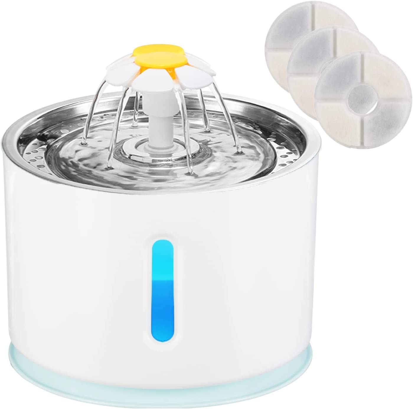 ATUBAN Cat Water Fountain, 81oz/2.4L Pet Water Fountain Replacement Filters Stainless Steel Automatic Drinking Fountain for Cats