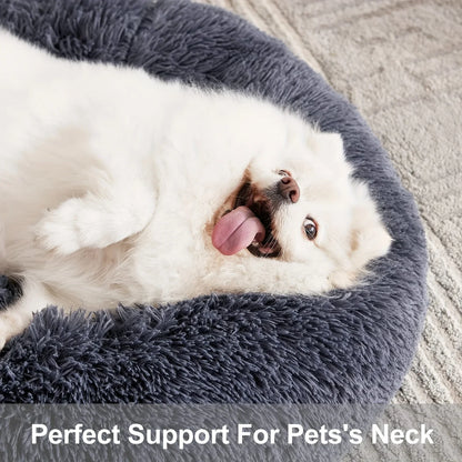 40-120cm Round Long Plush Dog Kennel Winter Warm Pet Sleeping Bed Dog House Dogs Cat Kennel Cushion Soft Sofa Pets Accessories