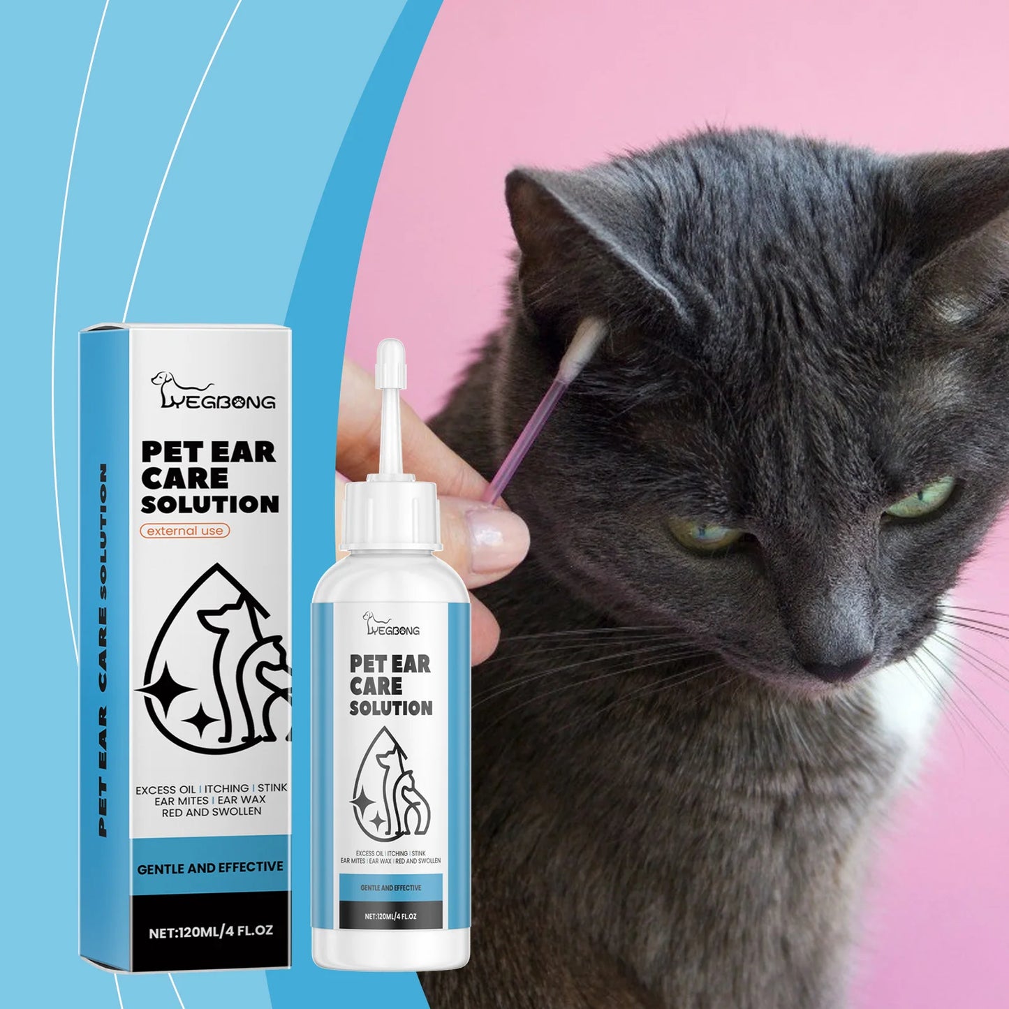 Pet Ear Cleaner Cats and Dogs Ears Cleaning Dirt Remove Mites Anti Infections Ear Drops Ear Deodorizing Pet Cleaning Products