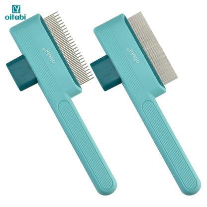 OITABI 1/2PCS Pet Hair Removal Comb One-Click Self-Cleaning Grooming Brush, De-Shedding Comb for Short & Long Hair, Pet Grooming