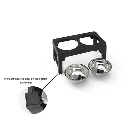 Dog Feeder Stand Elevated Adjustable, Stainless Steel Bowls Double, Raised Food Water Bowls for Small Medium Large Dogs