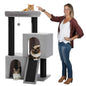 Cat Tree for Indoor Cats Adult, 45-Inch Heavy Duty Cat Tower with Sisal Scratching Ramp, 2 Cat Condo for Extra, Customized
