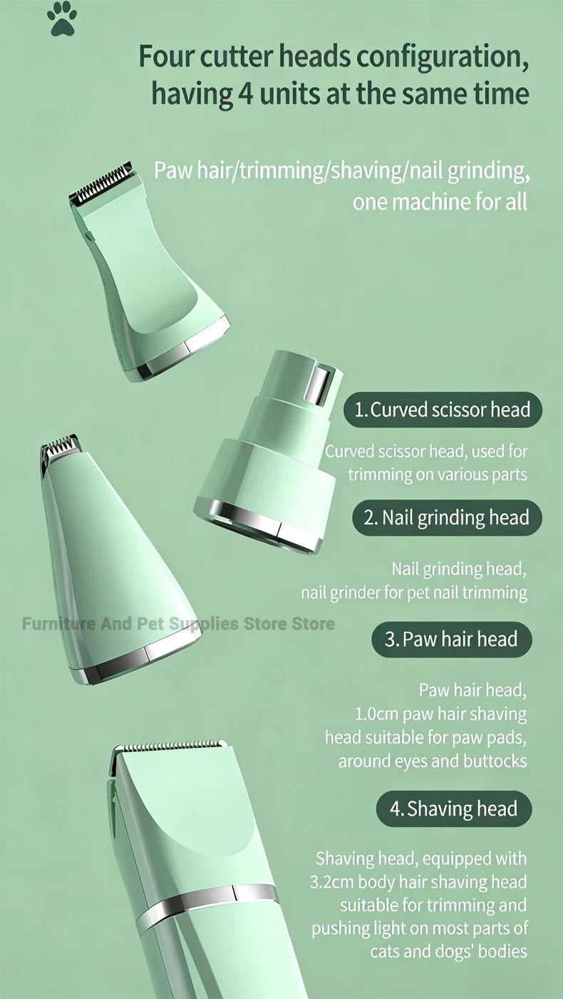 Professional 4-in-1 Electric Pet Grooming Tool Set Dog Hair Clippers USB Rechargeable Pets Haircut Trimmer Shaver Cats Supplies