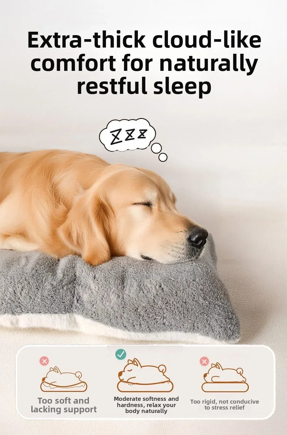 Dog Bed Mat Large Size Sleeping Pad for Winter Use Keep Warm Double-sided Use Golden Retriever Stress-relieving Sleeping Pad