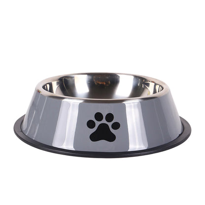 Stainless steel large capacity pet bowl dog food bowl multiple specifications anti-fall food bowl food bowl feeding pet supplies