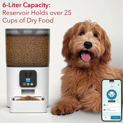 Dog Pet Feeder with HD 1080p Camera, Real-Time Two-Way Audio, Monitoring, Motion Detection, Night Vision, Compatible with Alexa