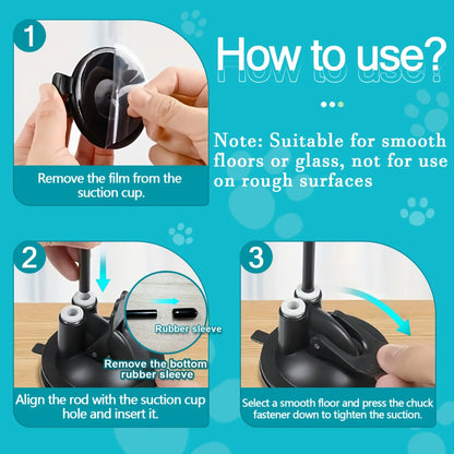 Interactive Cat Wand - Anti-Slip Suction Base & Double-Lock Grip Design No Battery Pet Toy for Indoor/Outdoor Hunting Training