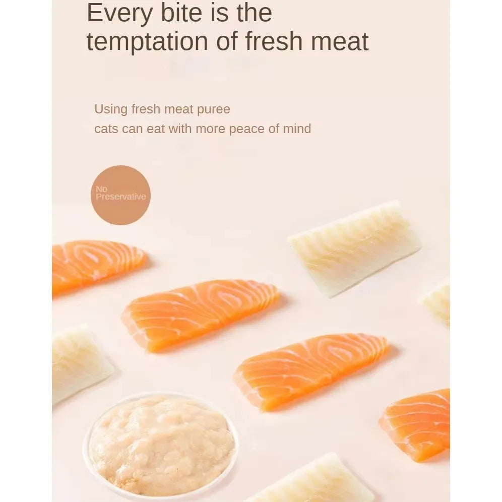 Pet kitten snacks cat strips nutritional paste cat food dried fish salmon tuna fattening kitten adult cat canned food