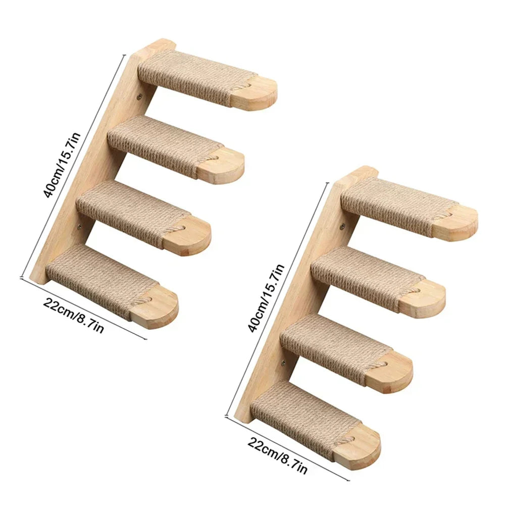 Wooden Cat Tree Tower Cat Wall Furniture Climbing Shelves Perches Sisal Scratcher Hammock Steps and Ladder Indoor Cats Walk Gym